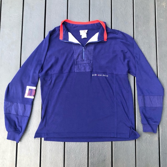 New Balance Other - Vintage New Balance Quarter Zip Shirt Polo 1990s Sz Large Blue Red White Retro
